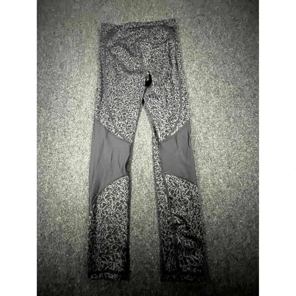 Lululemon Compression Leggings Womens S Black Gray Patterned Athletic High Waist